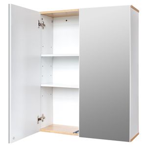 Mobile da Bagno a Parete con Doppia Anta a Specchio in MDF Bianco Verniciato Serie RT, Design Moderno - Product Image 4