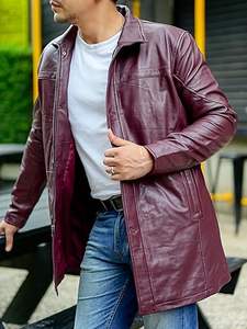 Abrigo Largo de Cuero Personalizado para Hombre, Nuevo Diseño de Moda, Abrigo de Cuero de Alta Calidad para Hombre - Product Image 4