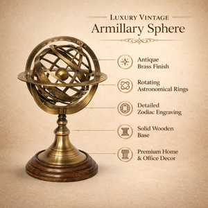 Globo Terráqueo Ejecutivo de Escritorio en Latón con Mapa Mundial Detallado |   Globo Terráqueo Educativo de Estilo Antiguo |   Escritorio de Oficina Premium y Decoración para el Hogar - Product Image 5
