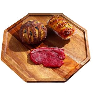 Juego de 3 bandejas decorativas de madera de acacia para servir pan, ensalada, bocadillos, queso, frutas, cupcakes o para decorar la mesa de comedor. - Product Image 4