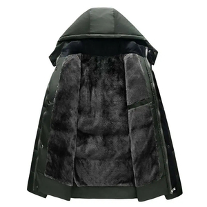 Chaqueta de Invierno para Hombre con Capucha, Acolchada, Resistente al Viento, con Relleno Grueso de Poliéster, Cierre de Cremallera, Forro de Piel Sintética - Product Image 3