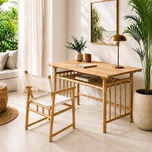 Sillón de Bambú al por Mayor con Asiento y Respaldo de Lona, Diseño Listo para Armar, para Muebles de Exterior, Patio, Cafetería, Restaurante, Resort - Product Image 5