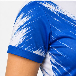 Polo à manches courtes pour femme, blanc et bleu roi, avec logo personnalisé, séchage rapide, sublimation, vêtements de sport pour le golf - Product Image 6