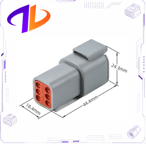ขั้วต่อสายไฟรถยนต์แบบกันน้ำ DT04-6P ใช้แทนกันได้ ขั้วทองแดง 6 พิน ตัวเรือนไนลอน สีเทา 3A 12V สำหรับขั้วต่อตัวผู้ - Product Image 2