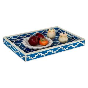 Plateau de service artisanal en laiton avec incrustation d'os – Plateau rectangulaire à motif floral, design et dimensions personnalisés - Product Image 5