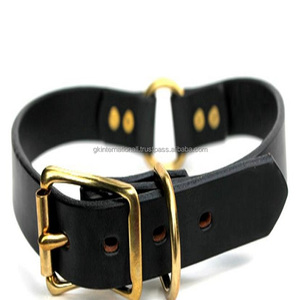 Collar de cuero grueso para perro, accesorio duradero de una sola capa, color negro o marrón, con hardware de latón sólido - Product Image 5