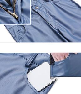 Pantalon cargo en cuir de vache véritable pour homme, avec empiècements matelassés, pantalon cargo en cuir à boutons pression pour homme - Product Image 5