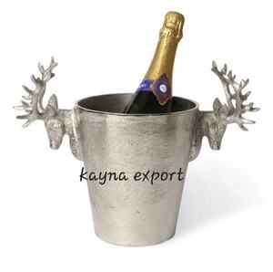 Artisanat métal coulée nickelé refroidisseur de vin bol seau unique artisanal designer métal seau à glace pour comptoir de bar - Product Image 5