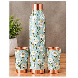 Juego de Botella y Taza de Agua de Cobre con Diseño de Ondas, Vajilla Portátil para Viajar - Product Image 3