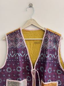 Veste sans manches vintage Kantha pour femmes, veste Kantha unisexe en coton avec poches, veste respirante pour femmes - Product Image 4
