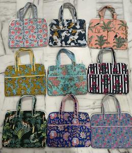 Sac fourre-tout matelassé en coton imprimé pour femme, style bohème, avec fermeture éclair, motif animalier et floral, fait main, pour usage quotidien, sac pour ordinateur portable - Product Image 3