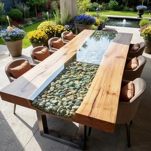 Rustic Resin <b>Table</b> Rectangle Coastal Design All Seasons Outdoor Furniture Waterproof Living Room Decor - Product Image 4