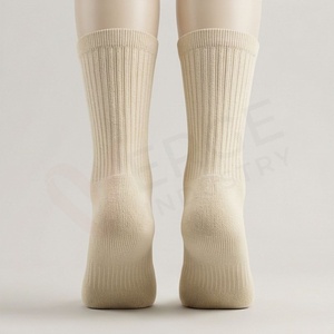 Chaussettes pour hommes, couleur unie, tricotées, respirantes, en coton, pour l'automne, usage quotidien, style classique - Product Image 2