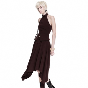 Jupe midi unie à taille basse avec boutons décoratifs et pochette, respirante et sexy, service ODM AnyShape, marque privée - Product Image 1