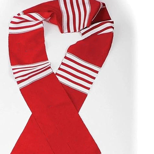 Écharpe d'hiver personnalisée avec logo de sororité, en jacquard rouge et blanc, à franges longues, en acrylique, à rayures multiples - Product Image 3