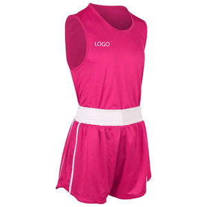 Combinaison de boxe unisexe personnalisable à col rond en polyester, couleur rose, séchage rapide, durable, légère, ensemble uniforme de boxe MMA pour hommes - Product Image 4