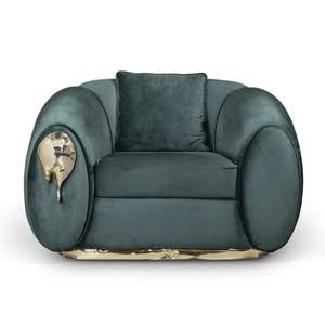 Sofá Curvo Europeo Moderno de Lujo en Oferta, Relleno de Esponja y Madera, para Apartamentos y Salas de Estar de Hoteles, Indonesia - Product Image 2