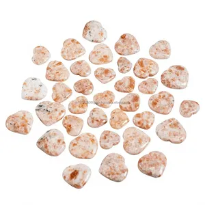 Pierre de soleil naturelle en forme de cœur, pierre précieuse polie, cristal de poche, décoration d'intérieur, cadeau de Noël, cadeau d'affaires, vente en gros - Product Image 1