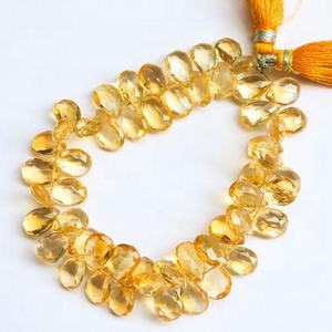 ลูกปัดพลอยซิทรีนแบบหลวมรูปทรงลูกแพร์ธรรมชาติแบบเหลี่ยมเพชรพลอยทำให้ลูกปัดหินมีคุณภาพที่น่าตื่นตาตื่นใจ - Product Image 1