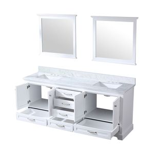 80 pouces. Meuble-lavabo double blanc avec dessus en marbre de Carrare et 30 po. Miroirs pour meubles-lavabos de salle de bain - Product Image 5