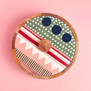 Modern Style Eco-friendly Wooden Chapati Container Durable Handmade Roti Box Flip Top <b>Lid</b> Tortilla Warmer Basket Enamel Coated - Product Image 3