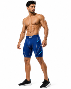 Custom Men <b>Compression</b> Shorts White Gold Sports Base Layer Gym Running Fitness Training Tights OEM Private Label Manufacturer - Product Image 4