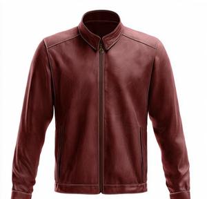 High Quality Men's PU Leather <b>Jacket</b> Stand Collar <b>Zipper</b> Closure - Product Image 1