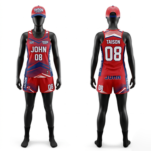 Uniforme de Balonmano de Playa de Poliéster y Spandex Premium de 230 GSM, Diseño de Paneles Rojos y Azules, Sublimación, Logotipo Personalizado, Conjunto para Mujer - Product Image 6