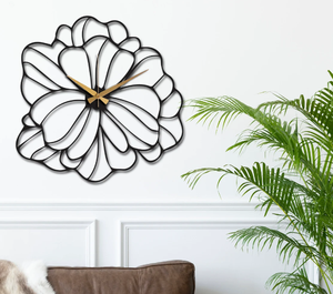 Grande horloge murale en noir et argent, finition pour décoration, vente en gros, - Product Image 6