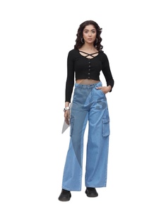 Nouvelle Tendance Éco-responsable pour Jean en Denim 100% Coton Délavé Coupe Ample, Pantalon Salopette Personnalisé Qualité Premium avec Logo pour Femme - Product Image 1