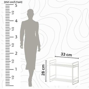 Étagère à épices en métal blanc à 2 niveaux, organisateur de rangement de cuisine sur pied - Product Image 2
