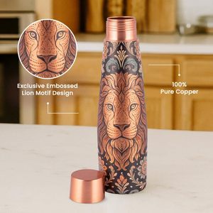 Bouteille d'eau en cuivre jetable en gros, nouvelle conception élégante peinte à la main, motif oriental, ayurvédique, 1000 ml, étanche et sans joint - Product Image 4