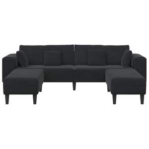 Juego de Sofá de 3 Piezas en Terciopelo Negro para Sala de Estar con Cojines Confortables - Product Image 4