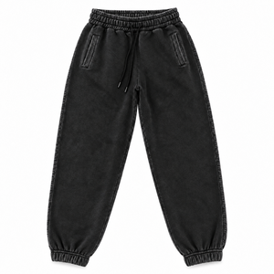 Men's Heavyweight Canvas Washed Wide Leg Jogger Pants Mid <b>Elastic</b> <b>Waist</b> Drawstring Casual Long <b>Trousers</b> with Side Pockets 3XL - Product Image 4