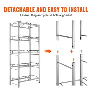Portabottiglie per Acqua a 5 Livelli, Robusto, a Doppia Fila, per 10 Bottiglie da 5 Galloni, Scaffale Multiuso - Product Image 4