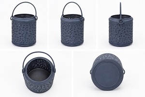 Lanterne suspendue en métal de style unique de qualité supérieure, revêtement en poudre bleue, porte-bougie en fer, lanternes décoratives avec verre - Product Image 5
