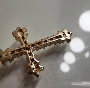 Collier Croix Rubis en Argent 925 Plaqué Or, Pendentif Foi Chrétienne, Bijoux Religieux, Bijoux Pierre de Naissance, Cadeaux Bapistam - Product Image 2