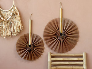 Ventilateur mural en bambou naturel, ventilateur décoratif en bambou fait à la main, décoration murale écologique pour la maison, l'hôtel, la station balnéaire - Product Image 2