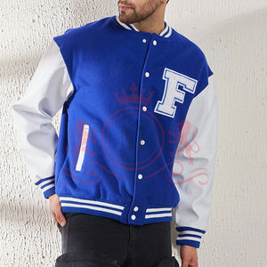 Customer Favorite Blue <b>White</b> Letterman <b>Jacket</b> Soft Fabric Snap Button Closure Everyday Fashion - Product Image 2