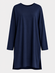 Blusa Elya para Mujer, Manga Larga, Color Azul Marino, Seda de Leche, Corte Holgado, Talla Única, Informal, Transpirable, Ligera, Hasta la Talla 3XL, Venta al Por Mayor - Product Image 1