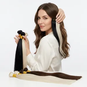 ผมต่อแบบตรง Remy แท้ สีดำ น้ำตาล บลอนด์ ขาว สำหรับทำวิกผม ใช้ในร้านเสริมสวย ต่อผมแบบสั่งทำ - Product Image 3