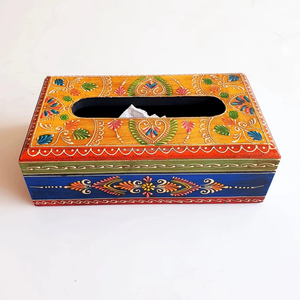Colorful Painted Wooden Tissue Box Lightweight <b>Decorative</b> Tissue Organizer Napkin Holder for Home Room Tabletop <b>Decor</b> Gift - Product Image 1