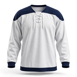 Maillot de hockey sur glace unisexe, couleur personnalisée, manches longues, col en V, polyester anti-humidité, coupe régulière adulte, couleur unie, sport, devant uni - Product Image 1