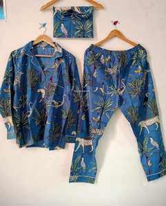 Conjunto de pijama con estampado animal rosa para mujer, ropa de dormir de algodón de manga larga, cuello vuelto informal, cintura elástica - Product Image 5