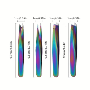 Stainless Steel 4pcs Eyebrow <b>Clip</b> Set with Colorful Titanium Plating Eyebrow <b>Clip</b> for <b>Trimming</b> and Grooming and Hair Removal - Product Image 1