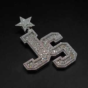 Custom Letter Moissanite Pendant 925 <b>Silver</b> Plated Name <b>Charm</b> Baguette Cut Claw Set for Party Jewelry - Product Image 2
