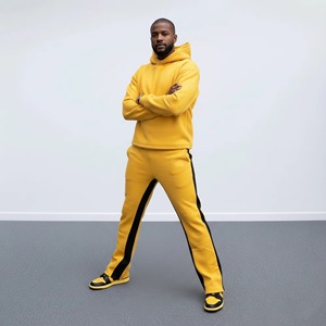 ชุดเซ็ต 2 ชิ้น เสื้อฮู้ดดี้โอเวอร์ไซส์ผ้าฟลีซคอตตอน 100% คุณภาพสูง พิมพ์ลายสีพื้น กางเกงขายาวทรงกว้าง สไตล์สตรีทแวร์สำหรับผู้ชาย รับสั่งทำ - Product Image 4