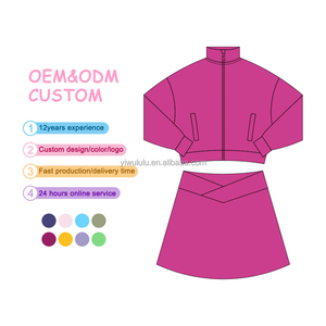 Logo personnalisé OEM Ensemble yoga et gymnastique pour enfants Vêtements de sport Veste à glissière de fitness pour petites filles Motif décontracté solide Taille 5t - Product Image 3
