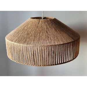 Lampe suspendue en jute bohème, tressée à la main en corde naturelle, luminaire conique rustique de style ferme pour îlot de cuisine, café - Product Image 5