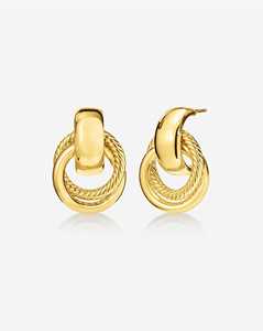 Custom Rope Door Knocker <b>Hoop</b> <b>Earring</b> 15mm Chunky Love Knot Statement Huggies Everyday Wear Jewelry Wholesale 14K 18K <b>Solid</b> Gold - Product Image 5